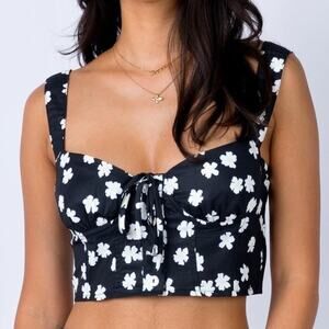 Polly Boustier Top with Daisies NWT Womens US 10 Summer Crop